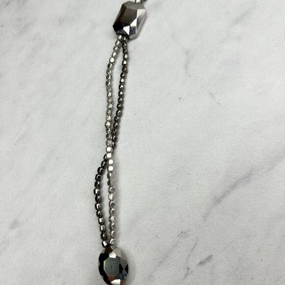 Chico's Silver Tone Double Strand Beaded Long Necklace - Picture 4 of 11